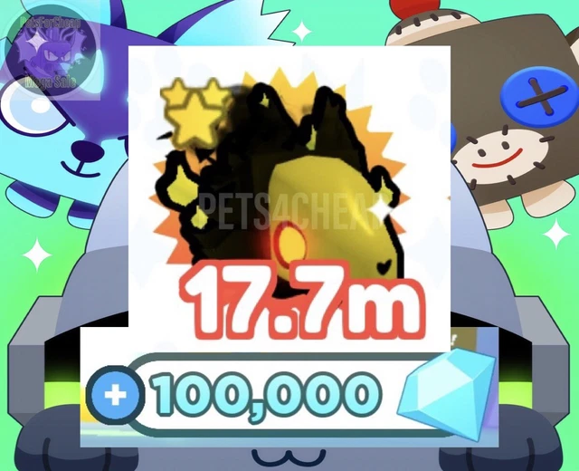 ROBLOX PET SIMULATOR X Rainbow Mythical Phantom Wolf Bonus 100000 Gems