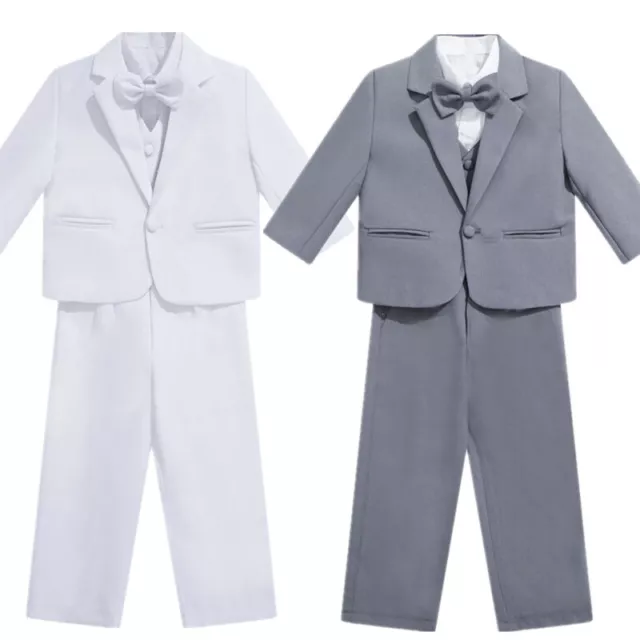 Bambini bambino 5 pezzi abito outfit gentiluomo set abbigliamento matrimonio festa blazer