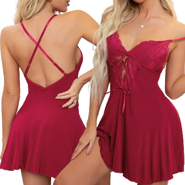 Women-Sexy-Lingerie-Nightwear-Babydoll-Pajamas-Chemise-Underwear-Nightgown-Gifts
