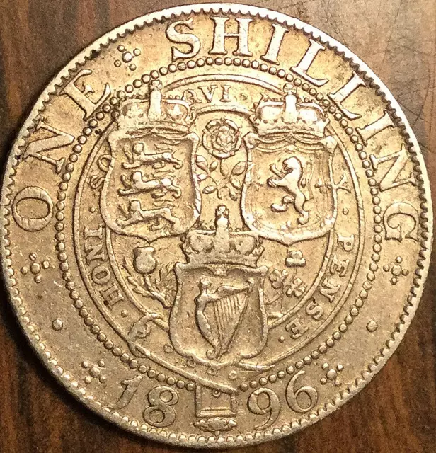 1896 Uk Gb Great Britain Silver Shilling Coin