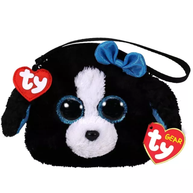 TY Gear Beanie Boos TRACEY Dog Wristlet Coin Purse with Strap MWMTs Heart Tags