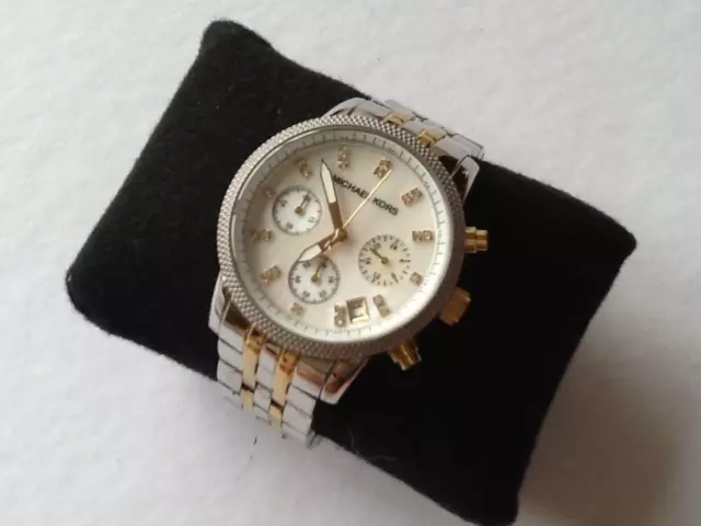 Pre-owned: Michael Kors Ladies Ritz Chronograph Watch. Two tone. MK-5057