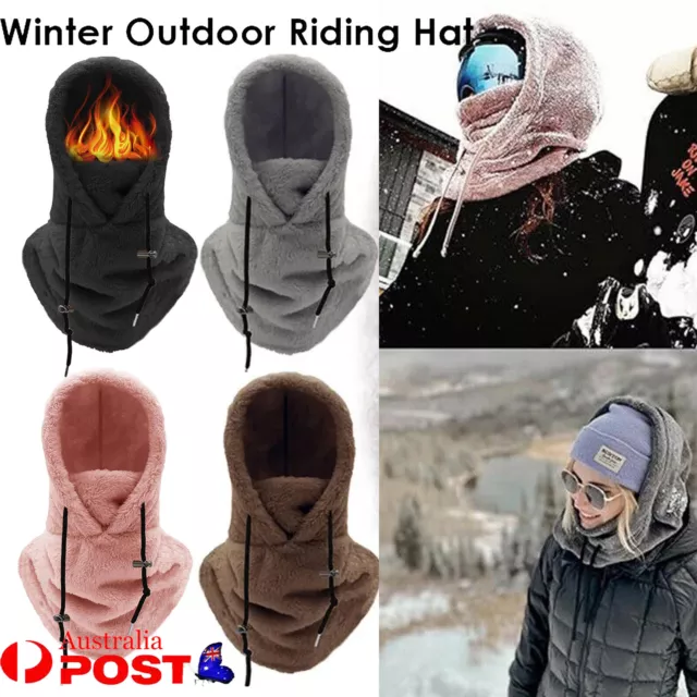 Sherpa Hood Ski Mask Winter Balaclava Adjustable Warm Hood Cover Hat Cap Scarf