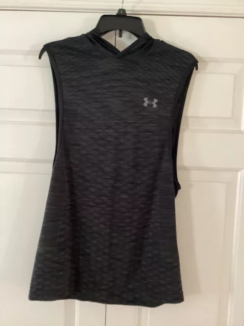Men’s UA HEATGEAR Sleeveless Pullover Hoodie, Size M, Gym/Workout, Black