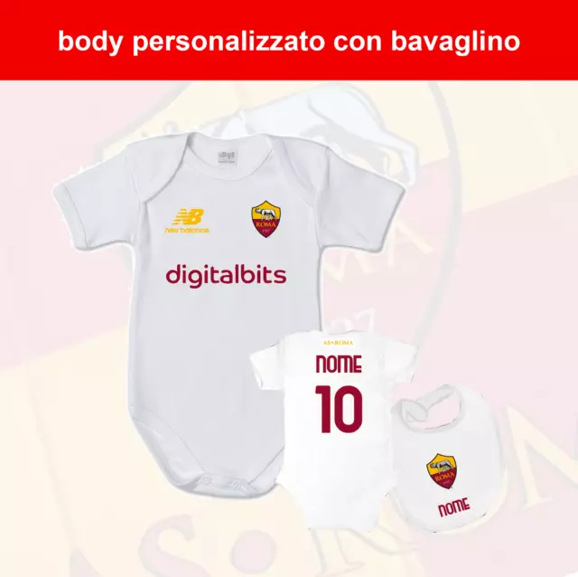 Coordinato Body Bavaglino Neonato Roma Personalizzato Con Nome