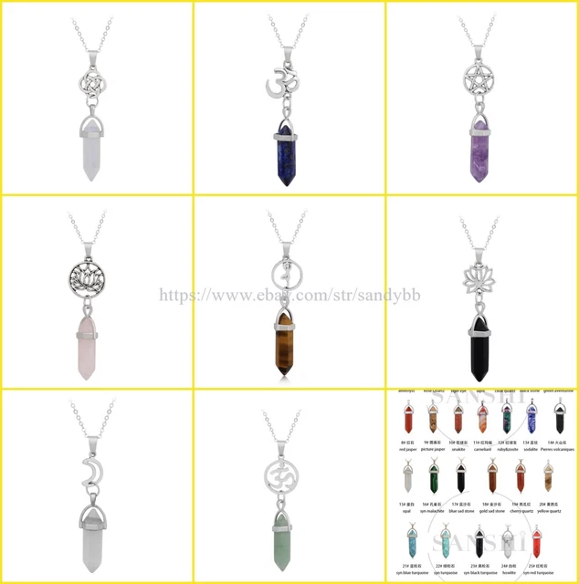 12 necklaces wholesale reiki chakra natural gemstone yogi lotus om celtic moon