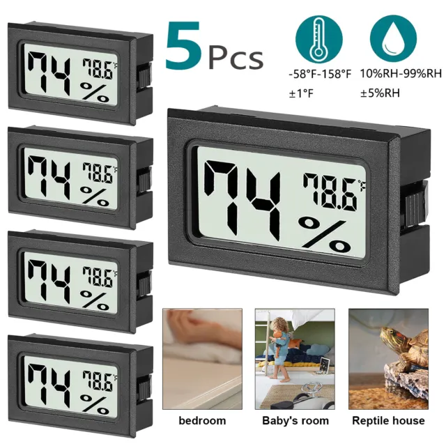 5PCS Digital LCD Indoor Temperature Humidity Meter Thermometer Hygrometer Tester