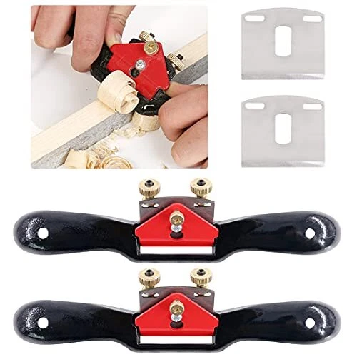 Glarks 2Pcs 10 Adjustable Spokeshave Plane with Flat Base and Metal Blade Wood W