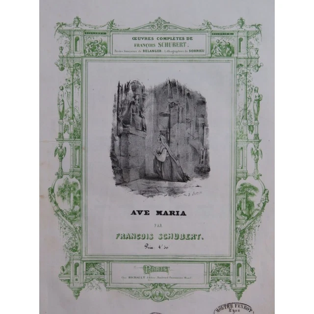 SCHUBERT Franz Ave Maria Chant Piano ca1835