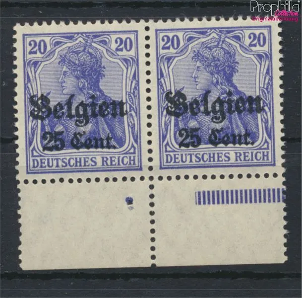 Briefmarken Dt. Landespost in Belgien 1916 Mi 18c Za, weiter Abstand zwisc (9776