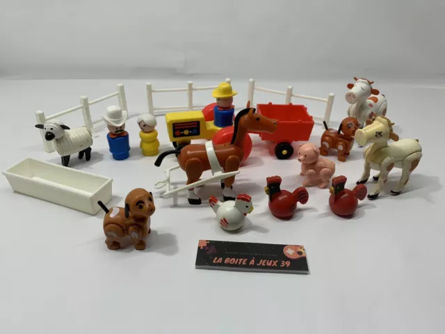 ♠️ Fisher Price -  Cour De Ferme Avec Divers Animaux - Vintage 1980 ♠️