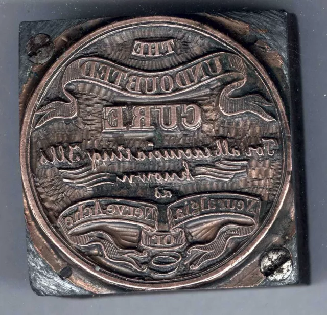 Old Printer Block Plate - Cure for all Nerve Disorders