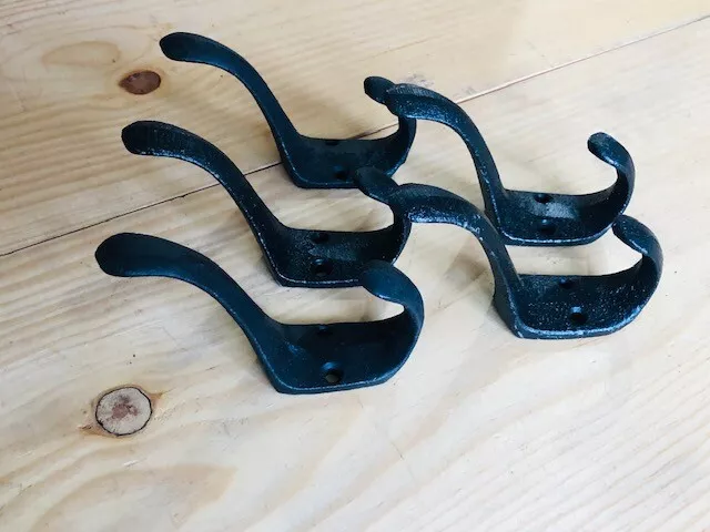 5 Vintage Style Cast Iron Wall Coat Hooks Hat Hook Hall Tree 3" Black Towel