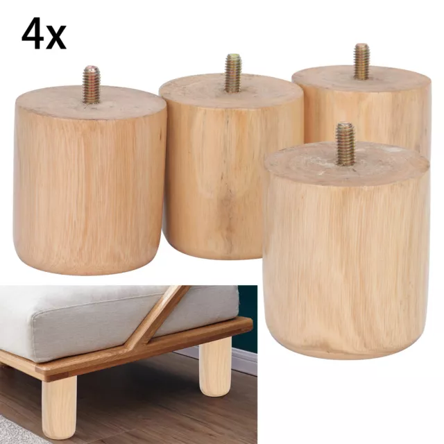 4x Wooden Sofa replacement Legs tapered feet for stool bed chair TURNED WOOD