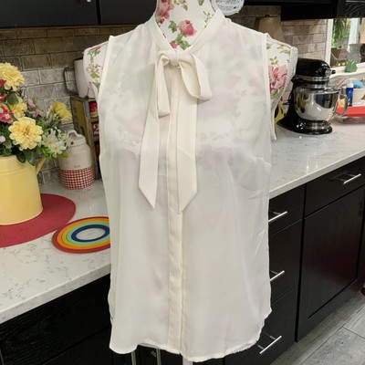 J. Crew Mercantile Sleeveless Tie At Neck Blouse Cream Size XS New With Tags