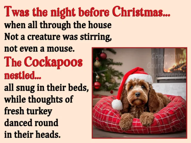Cockapoo Dog Funny Flexible Fridge Magnet Christmas Santa Hat Xmas Pet Gift