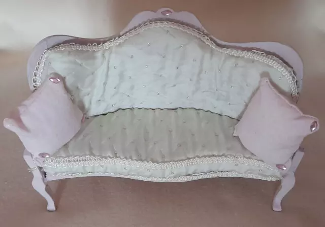 dolls house 12th scale pink settee