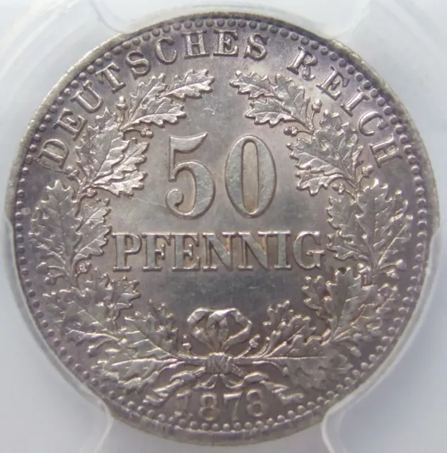 Deutsches Reich Kaiserreich 50 Pfennig 1878 E in fast Stempelglanz PCGS MS63