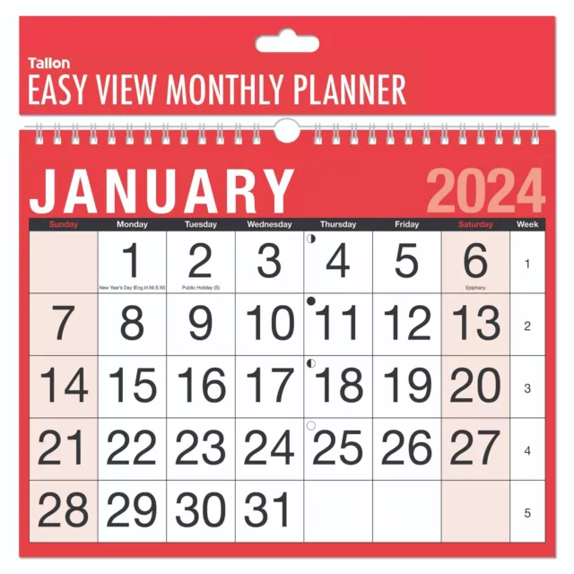 2024 Wall Calendar Slim Calender, A4 Large Month to View Planner, Easy View 3