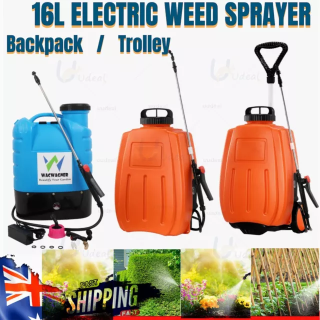 16L Electric Sprayer Backpack Trolley Rechargeable Battery Garden Weed Spray AU