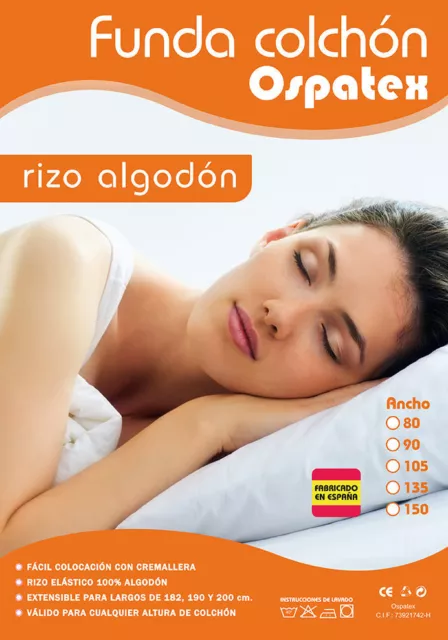 funda de colchón de rizo algodón facil colocación cama 150 135 105 80 180 90