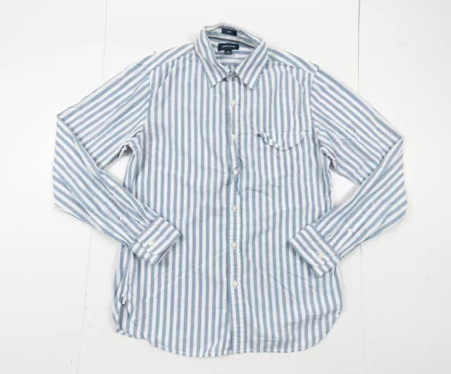 JCrew Shirt Mens Medium Blue Button Up Long Sleeve Striped Adult Slim Fit J.Crew