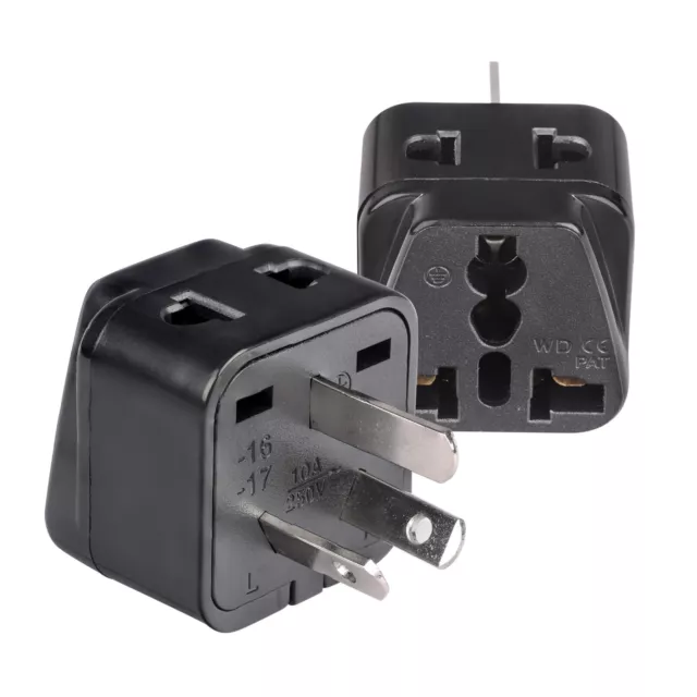 OREI 2 in 1 Universal/USA to Australia/China (Type I) Adapter Plug-2 Pack -Black