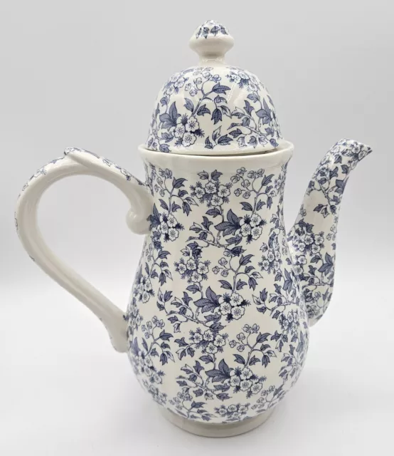 Ironstone May Blossom Coffee Pot Teapot Staffordshire ICTC Blue and White