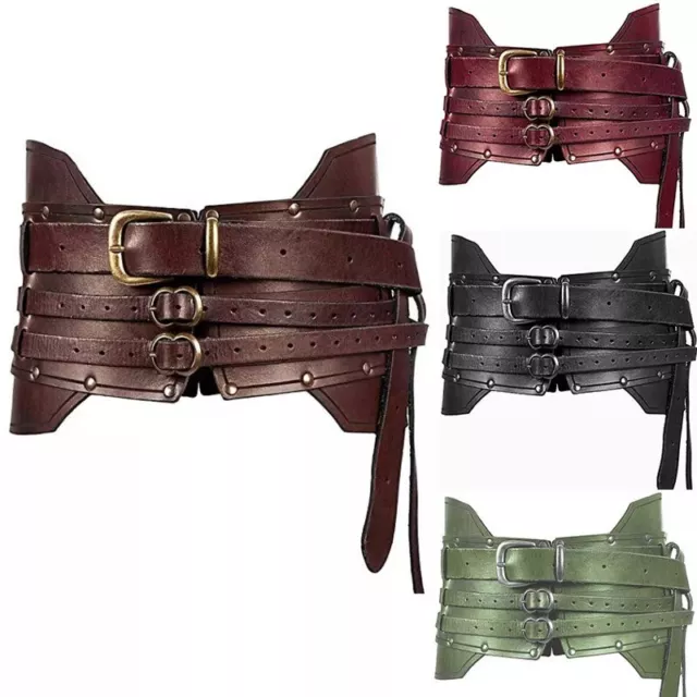 Medieval Vintage Style Faux Leather Wide Belt Steampunk Cosplay Fancy Unisex