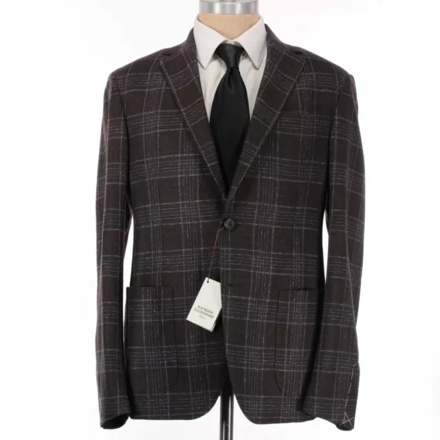 Maurizio Baldassari NWT Wool Blend Sport Coat Sz 52 US 42R Brown/Navy/Gray Plaid