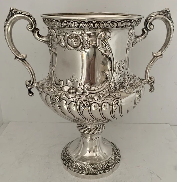 Massive Sterling Gorham Art Nouveau Repousse 2 Handled Trophy Loving Cup 1900