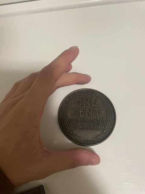 METAL JUMBO 3" LINCOLN WHEAT 1909 PENNY COIN 1 Cent