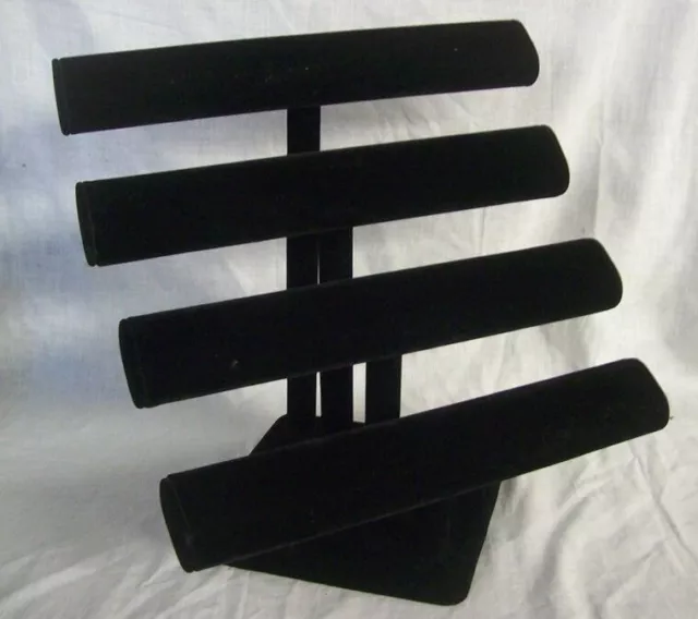 Store Display Fixtures FOUR BAR NECKLACE/BRACELET JEWELRY DISPLAY Black Velvet