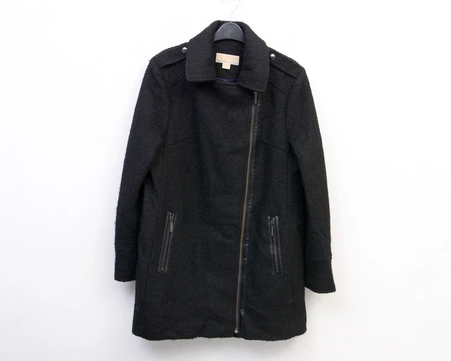 Michael Kors Donna USA 12 Lana Cappotto 16 Giacca Eu 44 Nero L Inverno Zip
