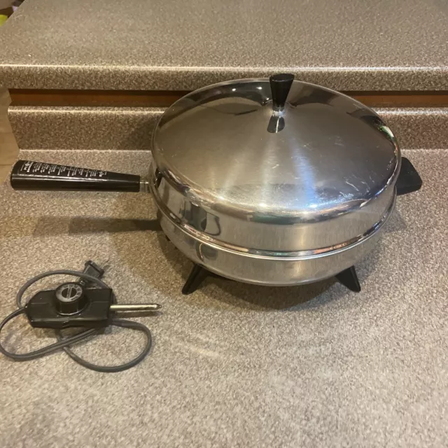 Farberware 12 Stainless Steel Electric Skillet FSS330 With Lid Tested 