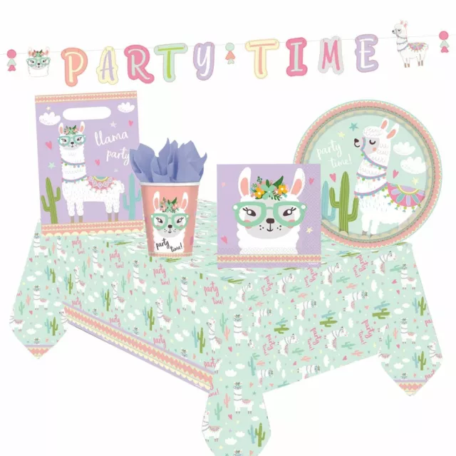 Llama Pastel Vajilla Decorativa Baby Shower Fiesta Cumpleaños Banner Picnic Sets