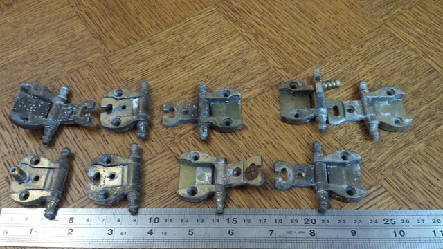 9 antique/ vintage solid cast bronze tip finial door hinges