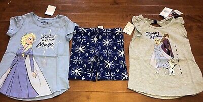 Frozen Girls 3 Piece Outfit Set 2 Tops Shirts & Shorts New Size 4