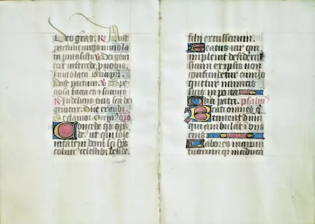 Ca.1470 BoH.manuscript bifolio,vellum,Latin,Psalm 128,Verse 1-6,done in  France.