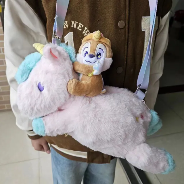 ShangHai Disney Chip N Dale Riding Unicorn Plush Shoulder Bag