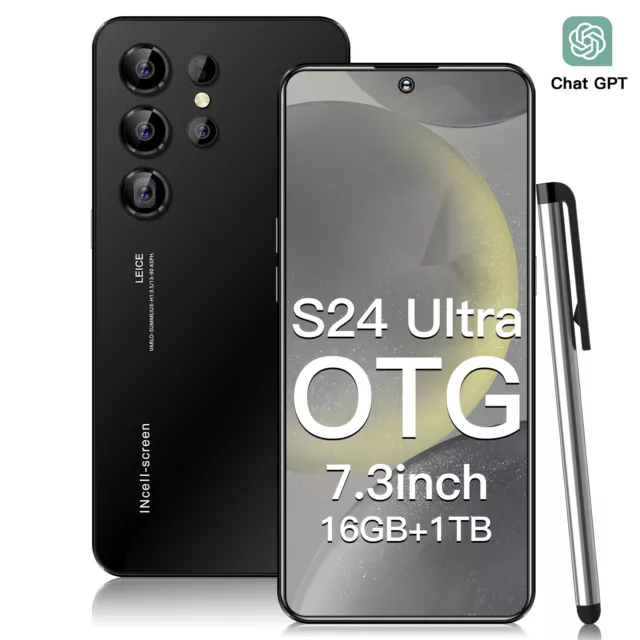 New S24 Ultra 5G Smartphone 7.3" Dual SIM Unlocked Android Mobile Phone 16GB+1TB