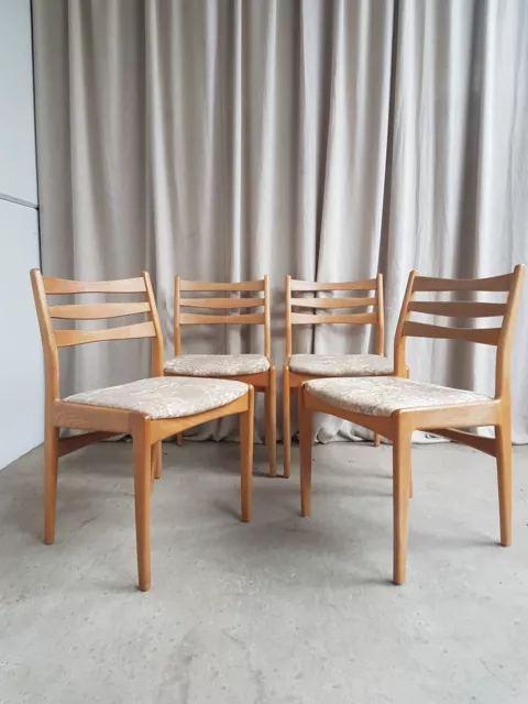 Vtg Mid Century Set 4 Danish Oak Dining Chairs Scandinavian Retro R301