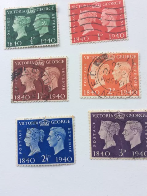 Gb King George V1 1940 Centenary Of 1St Adhesive Stamp Full Set Used