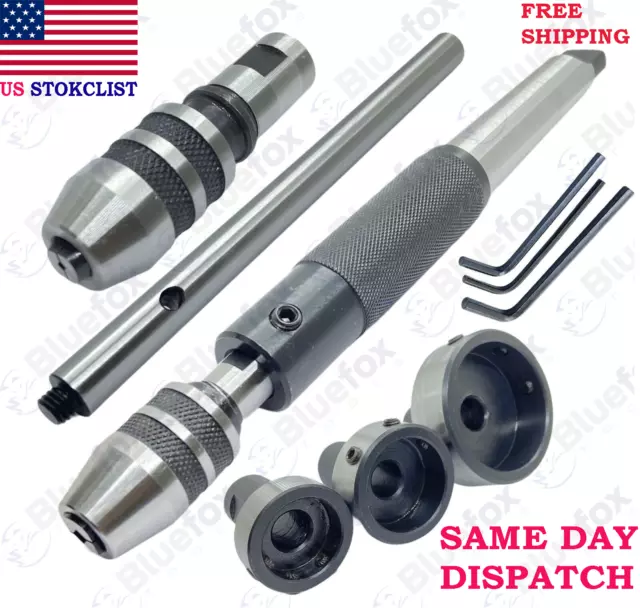 Lathe Tailstock Tap And Die Holder Set MT3 Shank Threading Tapping Kit 8 Pc Set