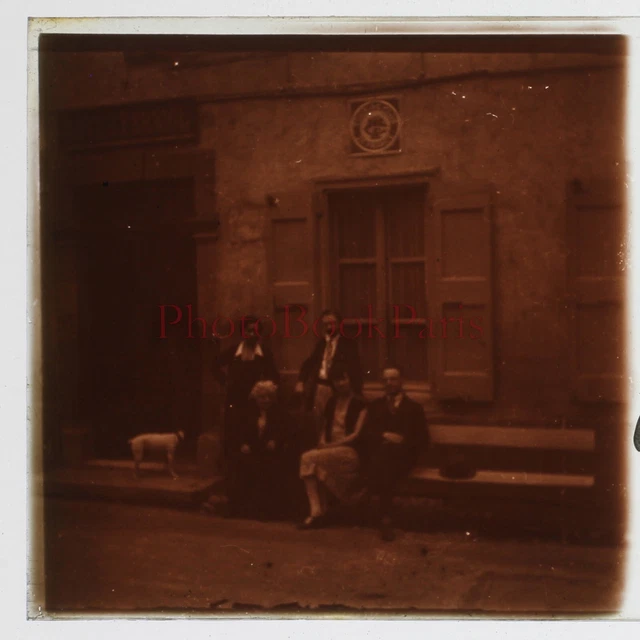 FRANCE Ax-les-Thermes Famille 1927 Photo Stereo Plaque de verre Vintage