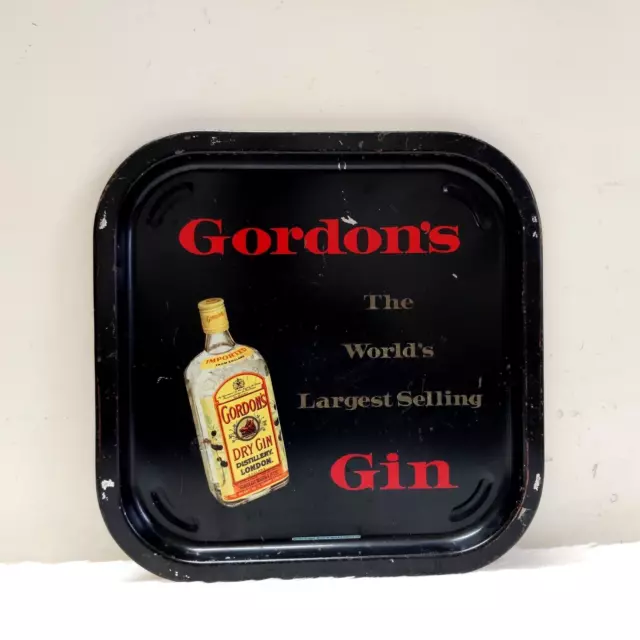 1950s Vintage Gordon's Dry Gin Advertising Tin Tray London England Barware TR44