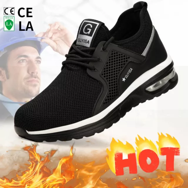 Mens Work Safety Steel Toe Shoes Tennis Lightweight Sneakers Slip Air Cushion
