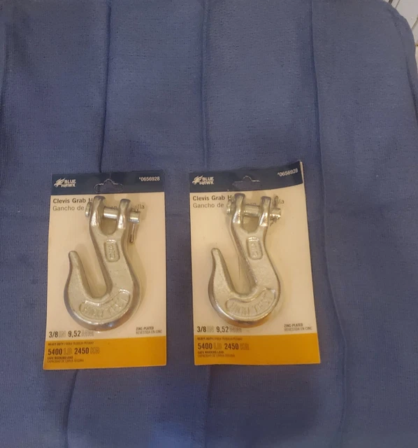 2 Clevis Grab Hooks 3/8" 5400 LBS. NEW