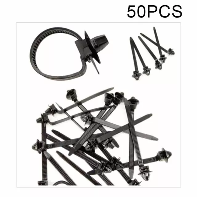 50 Stk. Nylon Auto Kabel Schwarzes Band Push Mount Wire Tie Halteclip Schelle