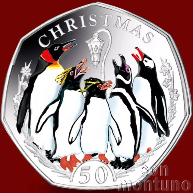 CHRISTMAS PENGUINS - 2017 Falkland Islands 50 Pence Coin SOLD OUT AT POBJOY MINT